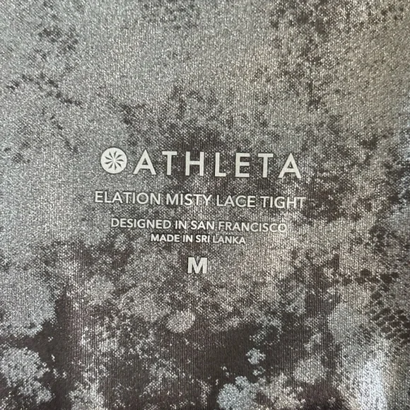 Athleta Elation Misty Lace Tight Legging Med Ultra High Rise Black Gray Metallic - Picture 12 of 12
